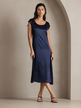 [Blu Scuro] SilkSilky-IT Cap Sleeve Vestiti da donna 004