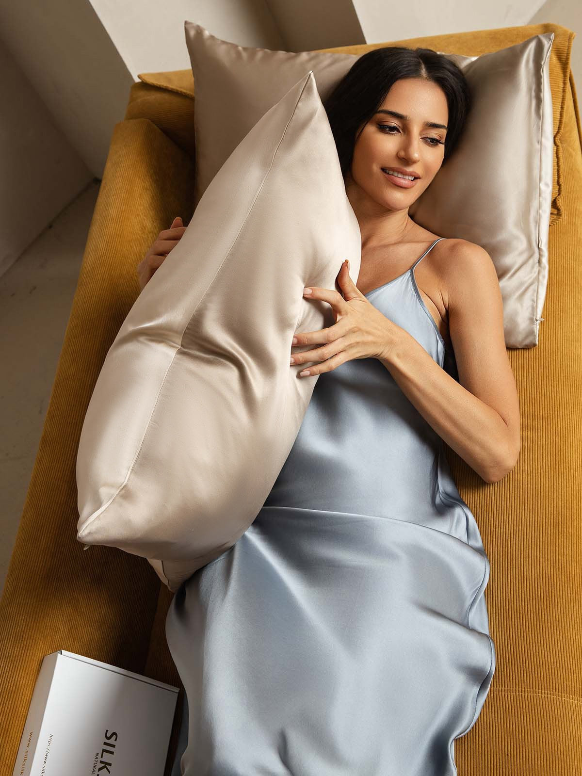 [Beige+Cachi] SilkSilky-IT 19Momme Seta pura Pillowcase 003
