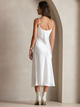 [Bianco] SilkSilky-IT Sleeveless V Neck Vestiti da donna 002