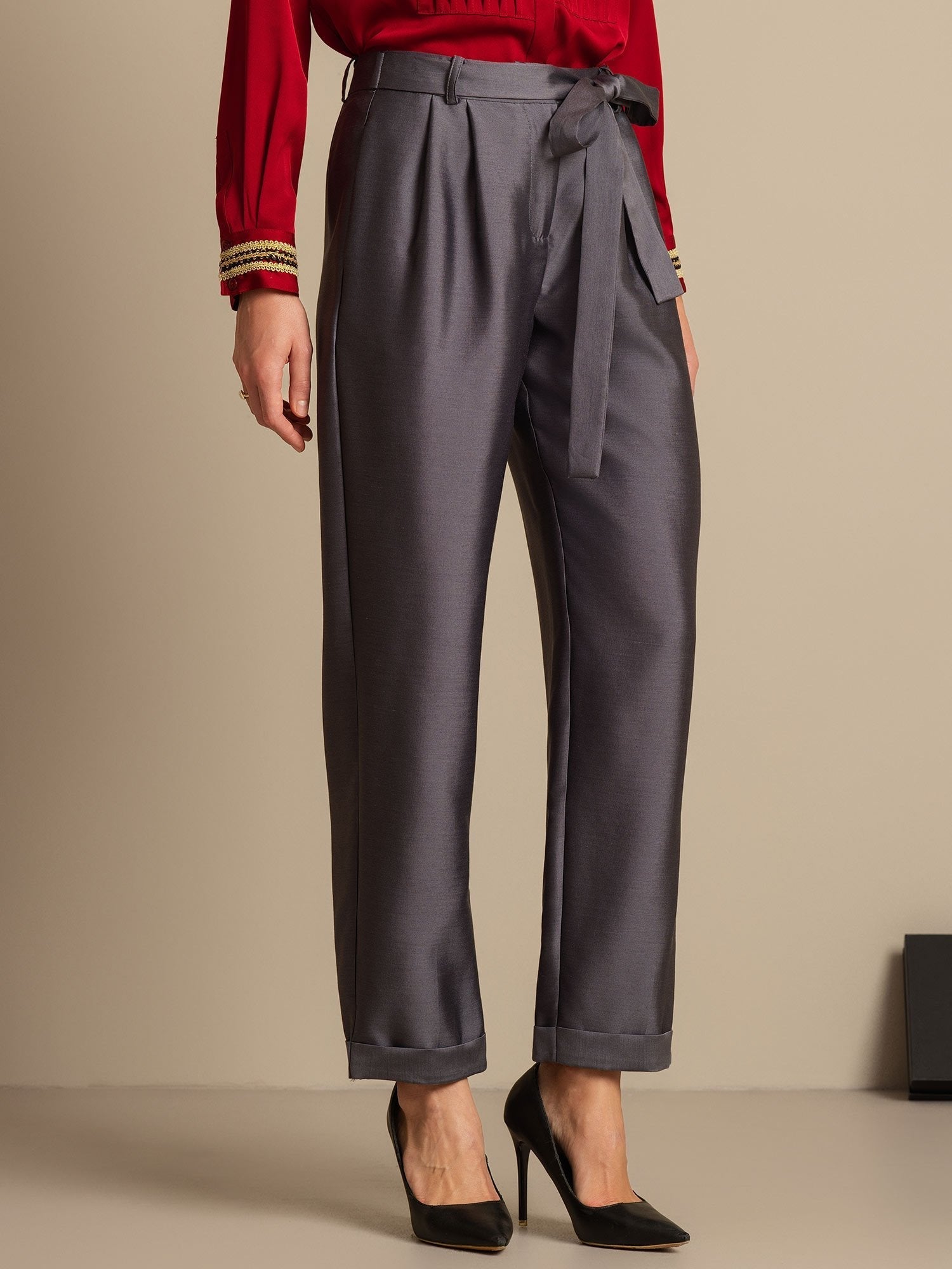 [Grigio] SilkSilky-IT 32Momme Seta Womens Pants 003,