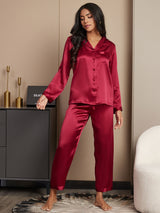 [Vino] SilkSilky-IT Long Sleeve Lapel Collar Pigiami da donna 001