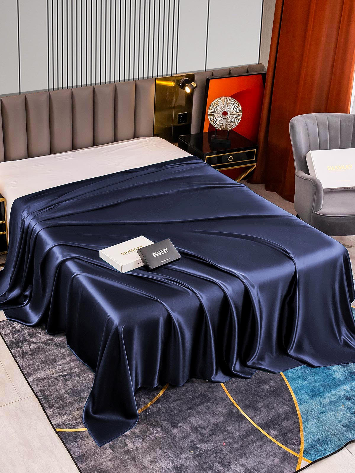 [Blu Scuro] SilkSilky-IT 22Momme Seta pura Sheet 002