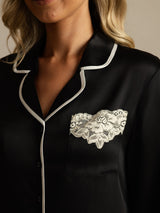 [Nero] SilkSilky-IT Seta pura Colletto risvolto Camicia da notte 004
