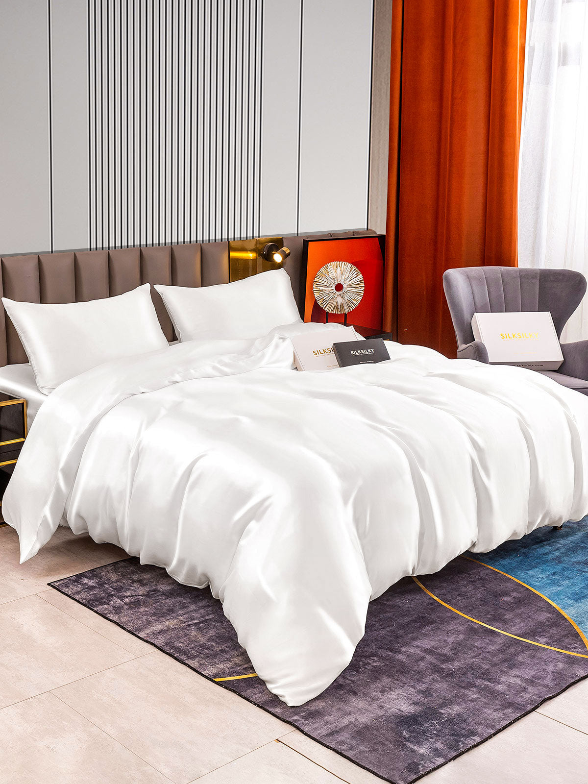 [Bianco] SilkSilky-IT 22Momme Seta pura Bedding Set 002