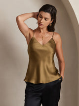 [Caffè] SilkSilky-IT Spaghetti Strap V Neck Cami 001