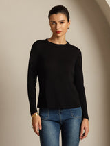 [Nero] SilkSilky-IT Long Sleeve Crew Neck Magliette donna 005