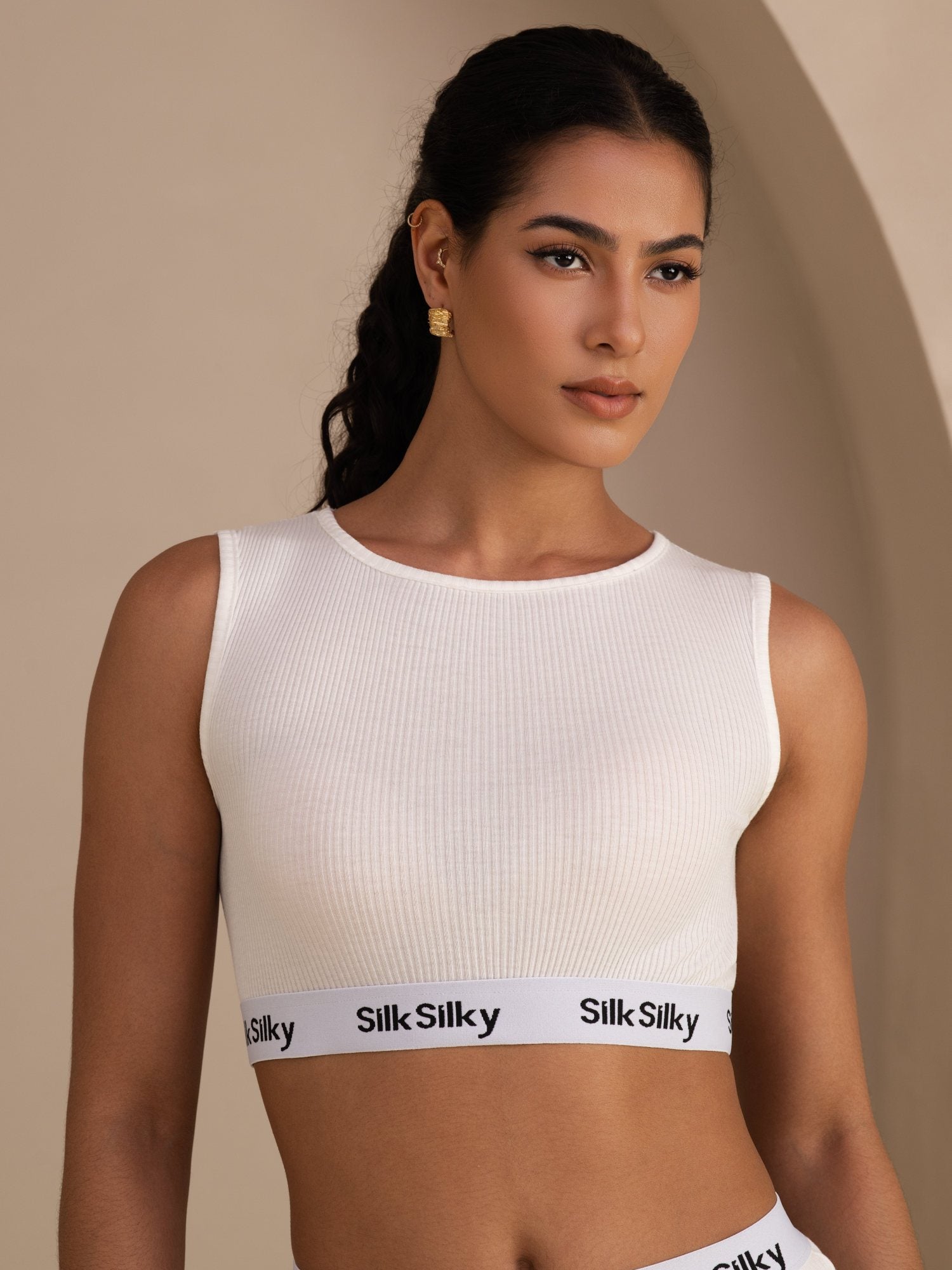 [Bianco] SilkSilky-IT Sleeveless Crew Neck Cami 001