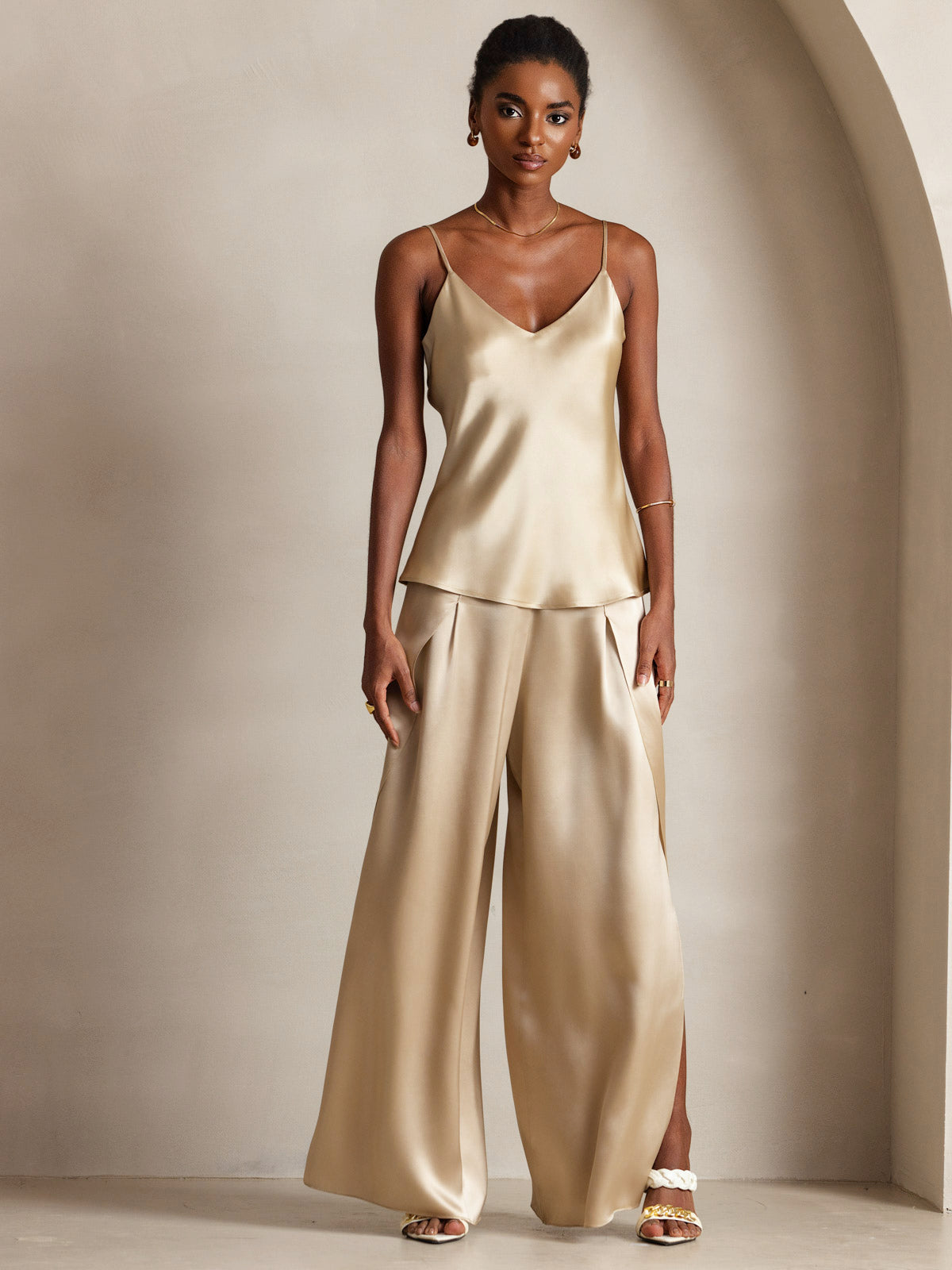 [Champagne] SilkSilky-IT Seta pura Camisoles 005