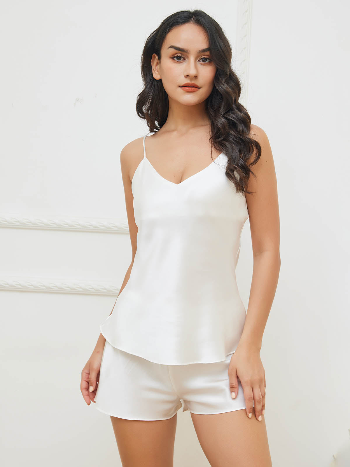 [Bianco] SilkSilky-IT Seta pura Camisole Set 001