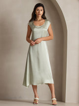 [Verde Chiaro] SilkSilky-IT Cap Sleeve Vestiti da donna 005