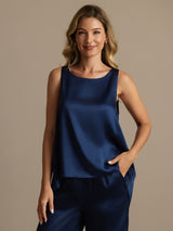 [Blu Scuro] SilkSilky-IT Sleeveless Pigiami da donna 004