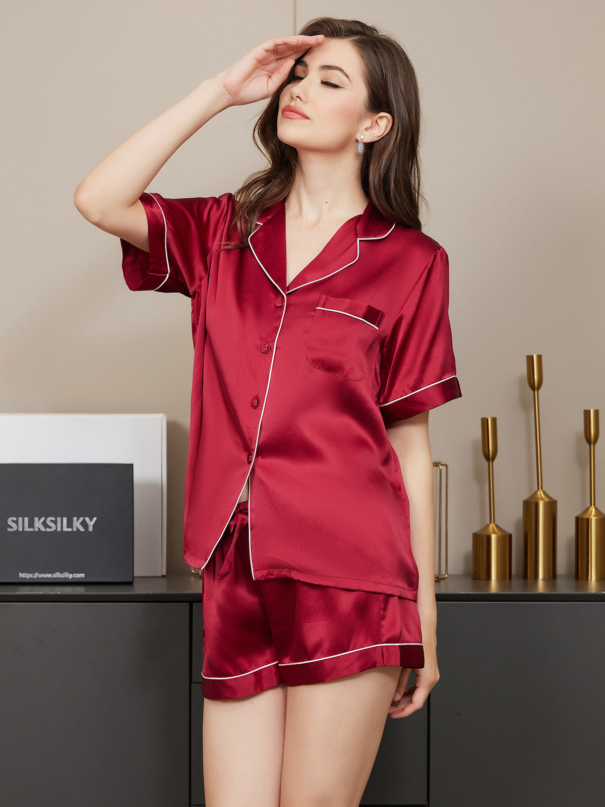 [Vino] SilkSilky-IT Seta pura Womens Pajamas 004