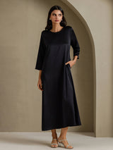 [Nero] SilkSilky-IT 3/4 Sleeve Round Neck Vestiti da donna 001