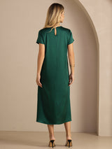 [Verde Scuro] SilkSilky-IT Short Sleeve Crew Neck Vestiti da donna 002