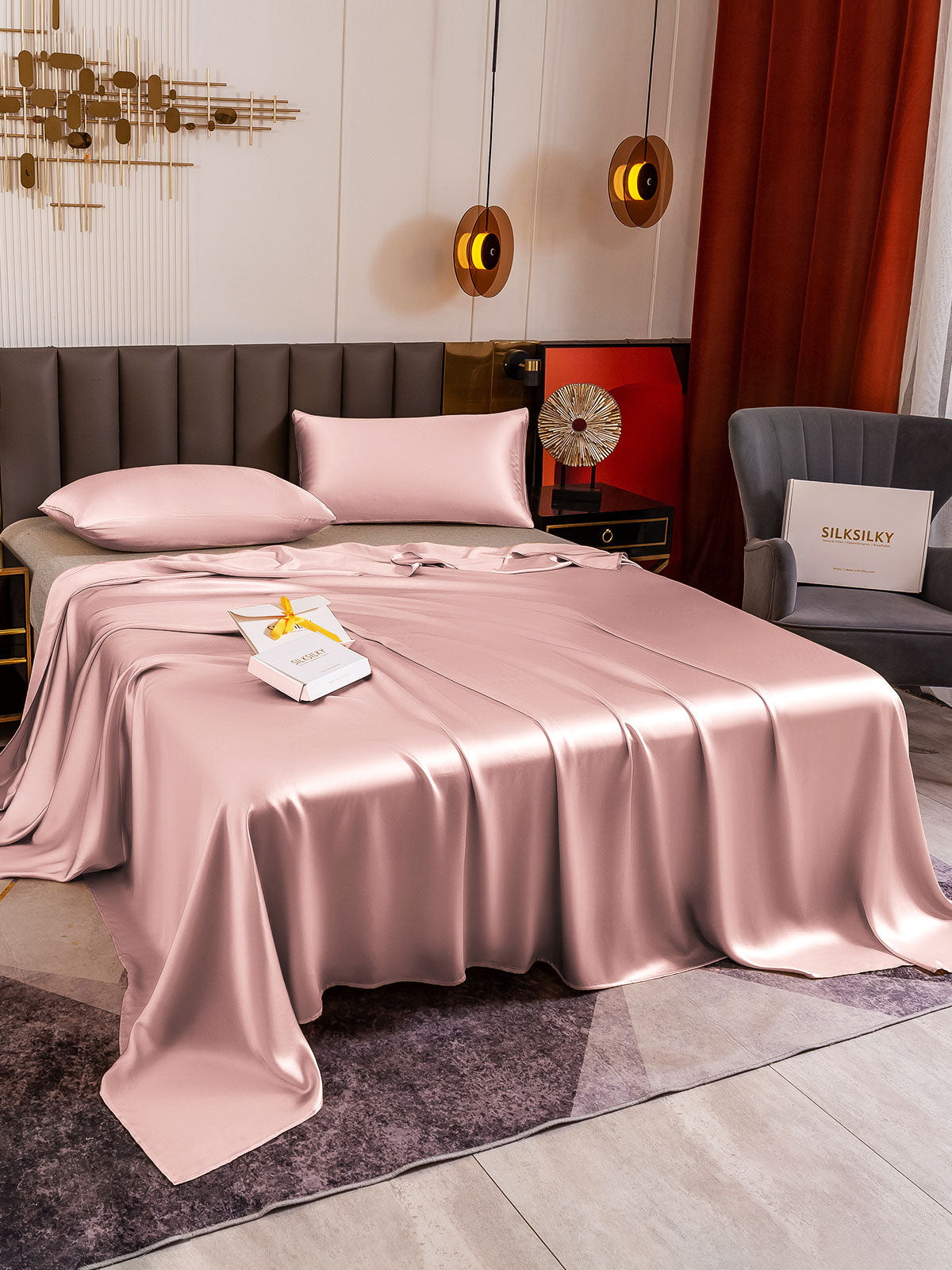 [Malva Pallido] SilkSilky-IT 19Momme Seta pura Bedding Set 004