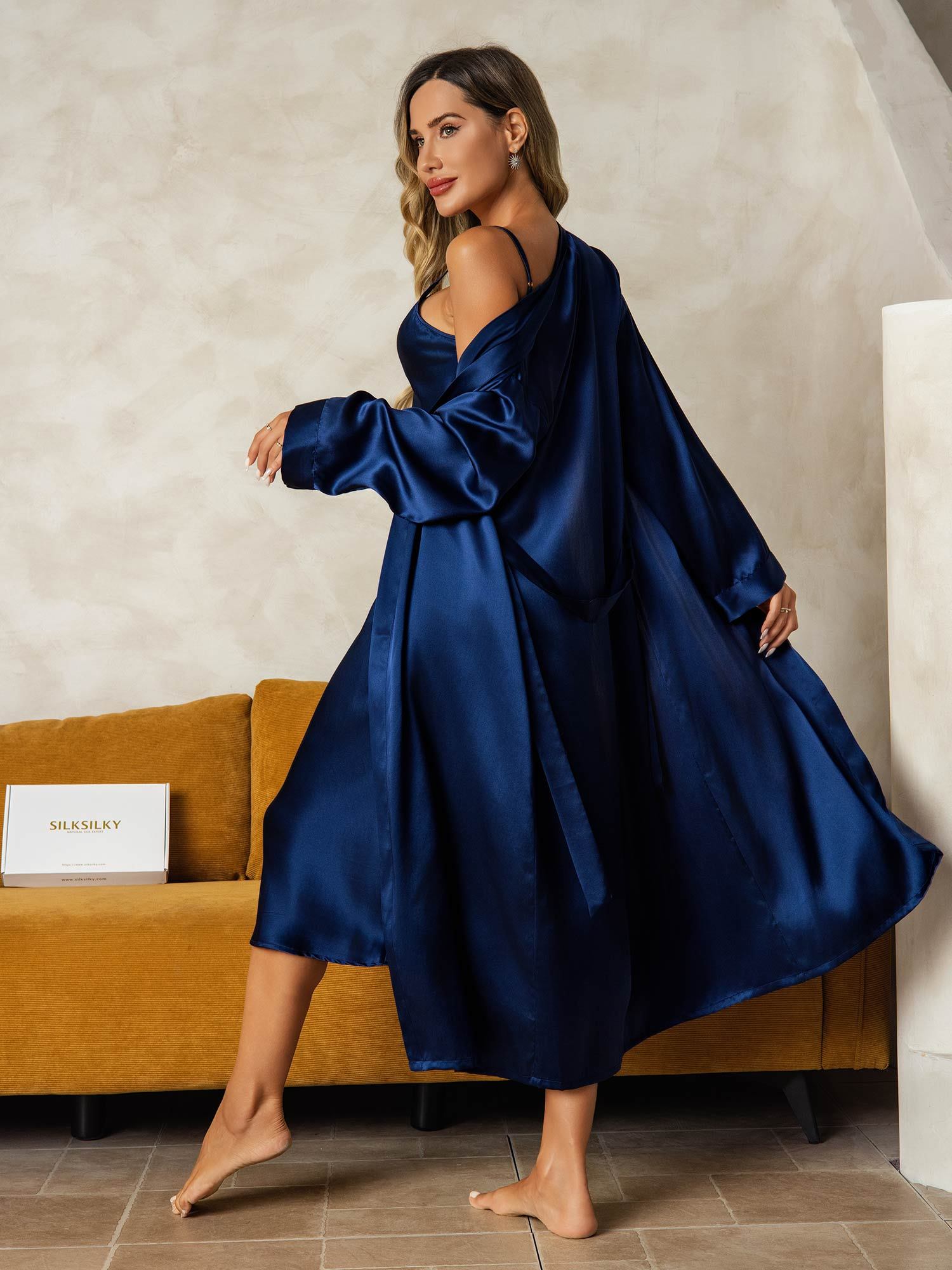 [BluScuro] SilkSilky-IT Seta pura Nightgown&Robe Set 002