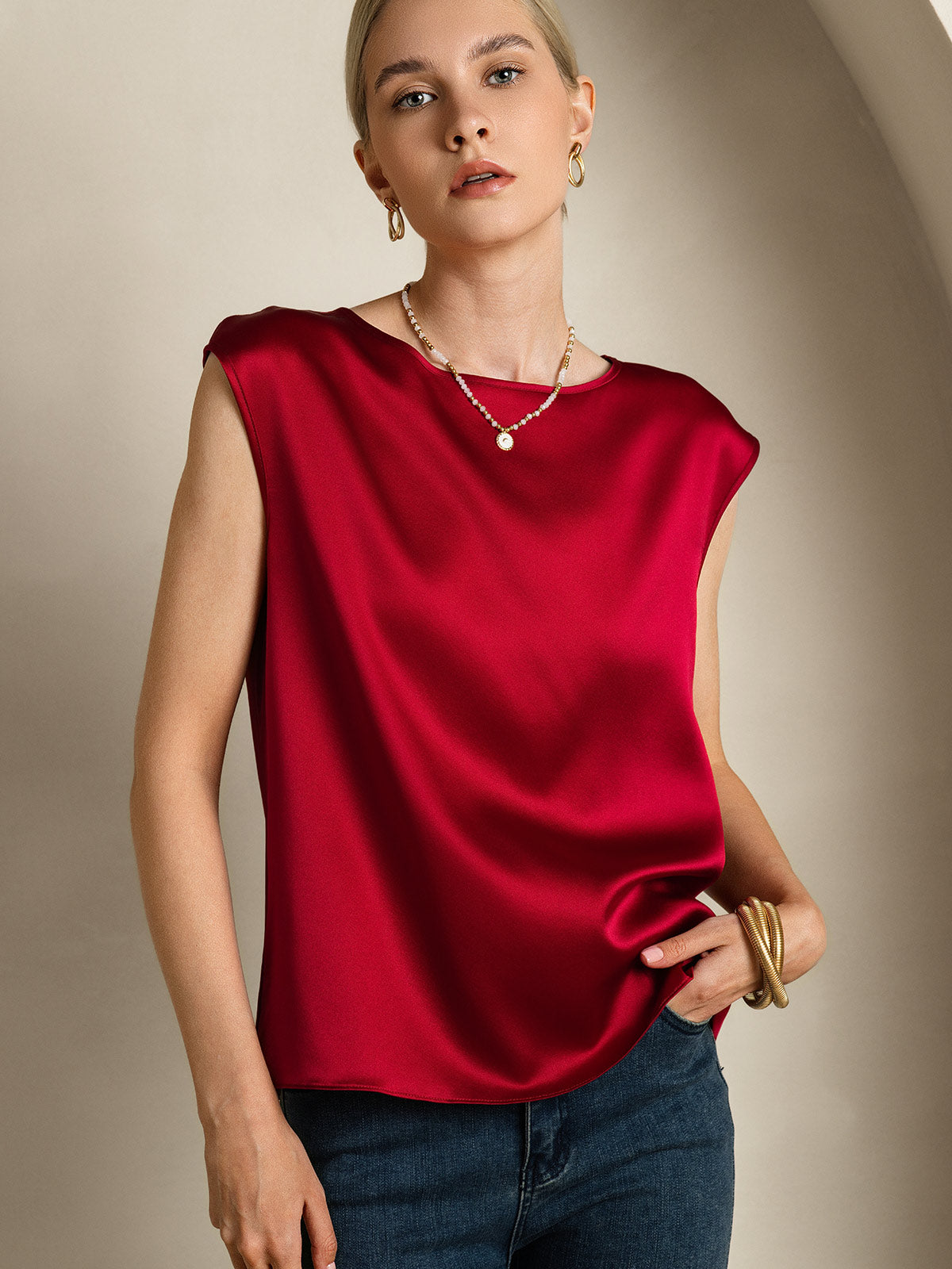 [Vino] SilkSilky-IT 19Momme Seta Womens T-Shirt 003