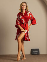 [Rosso Scuro] SilkSilky-IT 3/4 Sleeve Vestaglia da donna 008