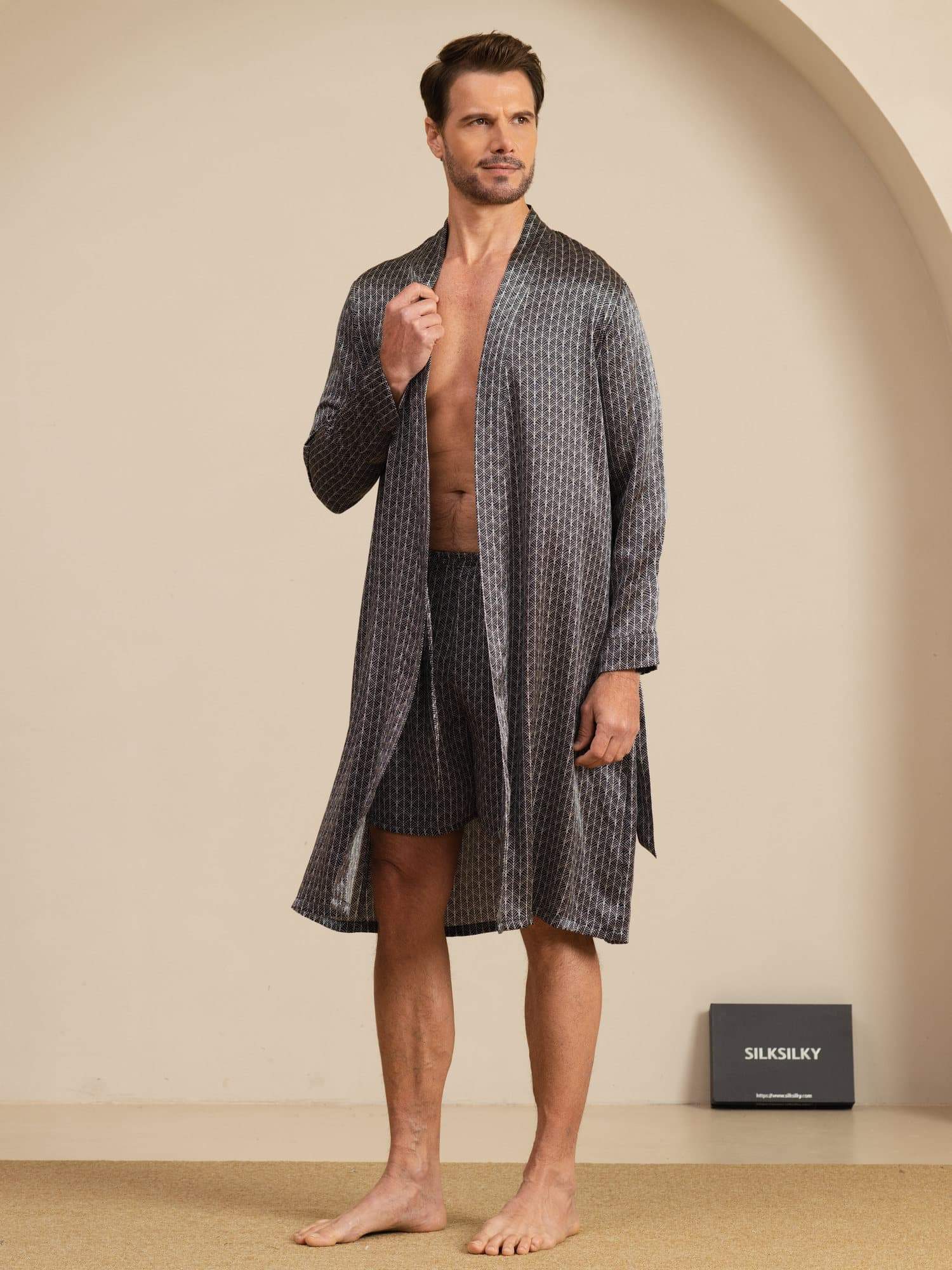 [Ginkgo Nero] SilkSilky-IT Long Sleeve Pigiami da uomo 002