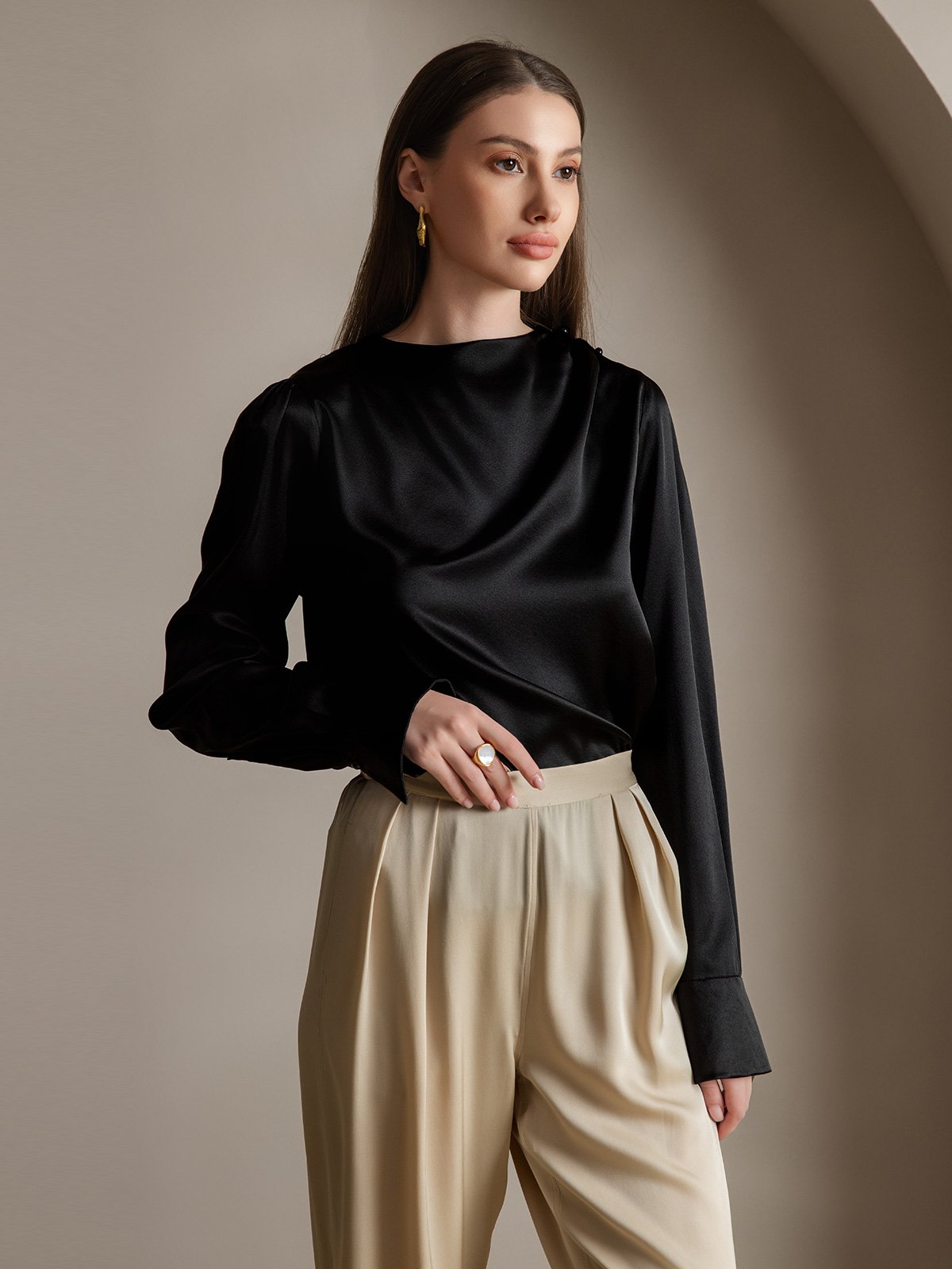 [Nero] SilkSilky-IT 19Momme Seta Womens Shirt 005