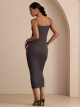 [Grigio] SilkSilky-IT Square Neck Vestiti da donna 002