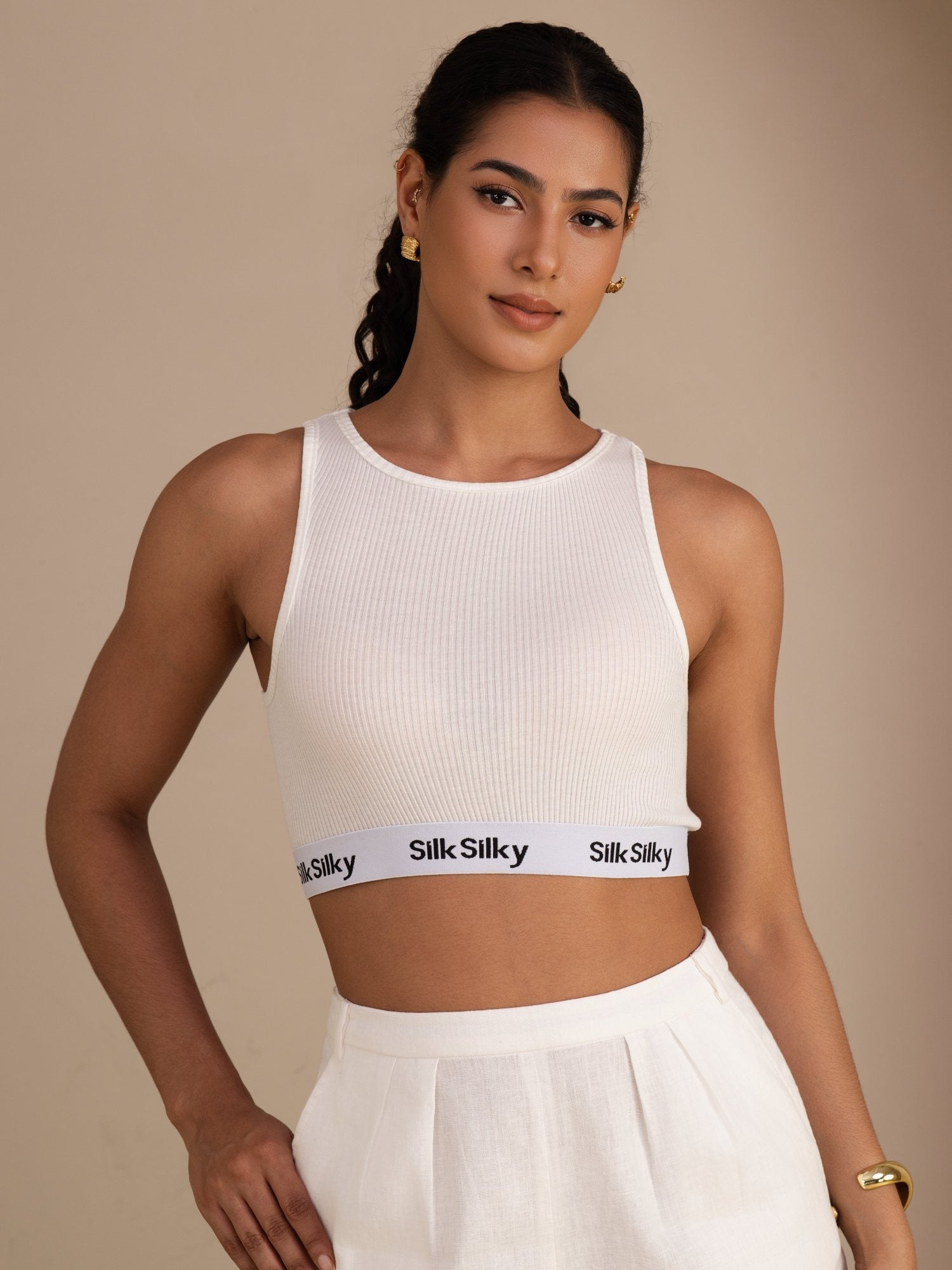 [Bianco] SilkSilky-IT Sleeveless Crew Neck Cami 001