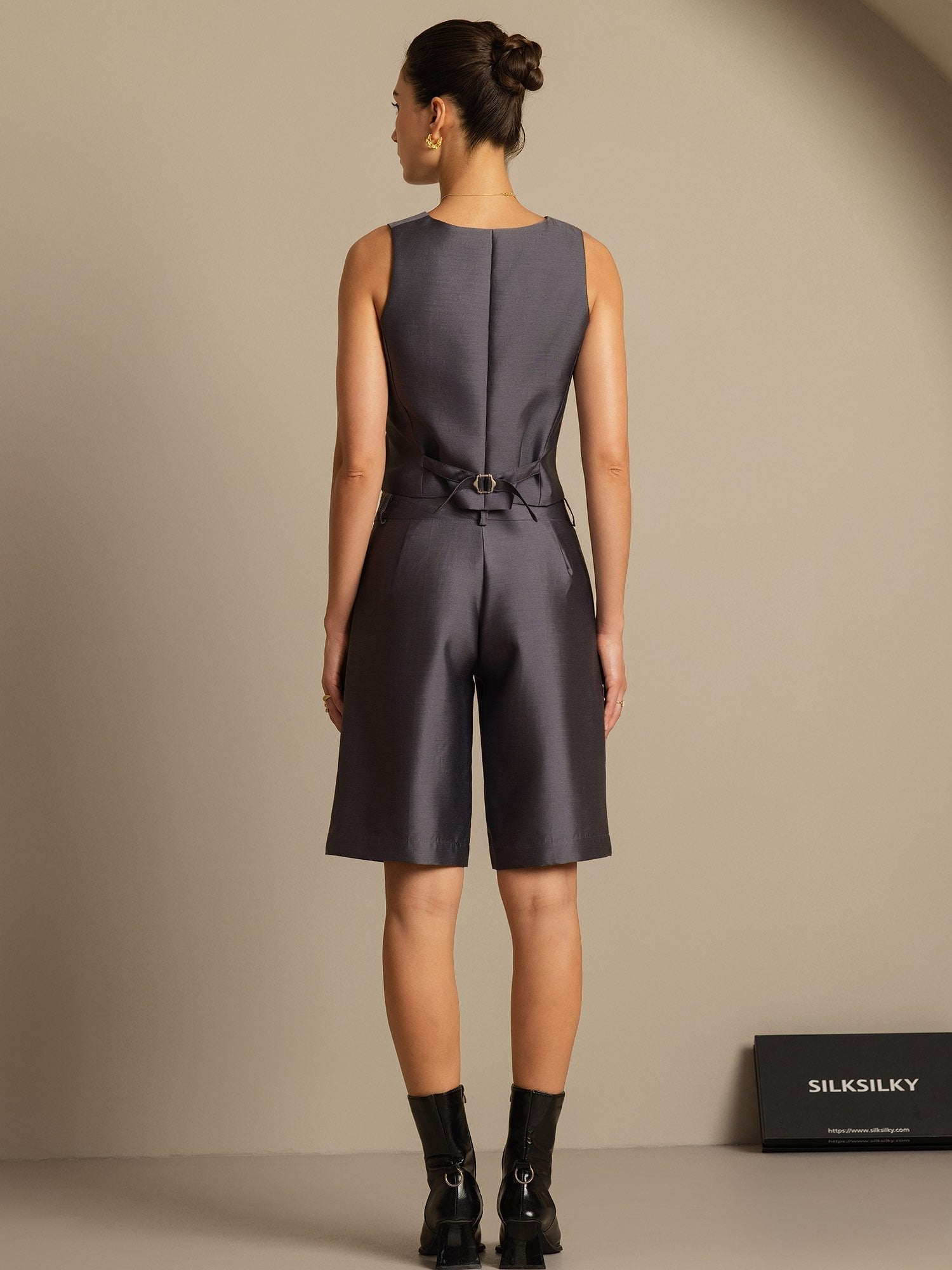 [Grigio] SilkSilky-IT 32Momme Seta Womens Vest 002,