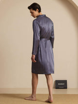 [Ginkgo Blu Navy] SilkSilky-IT Long Sleeve V Neck Vestaglia da uomo 002
