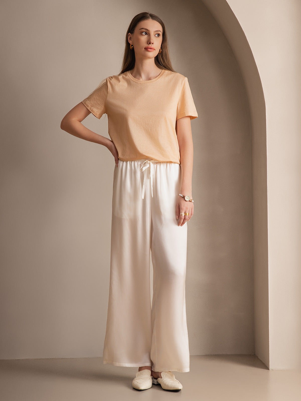 [Bianco] SilkSilky-IT Seta pura Womens Pants 003