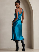 [Verde Acqua] SilkSilky-IT Sleeveless V Neck Vestiti da donna 002