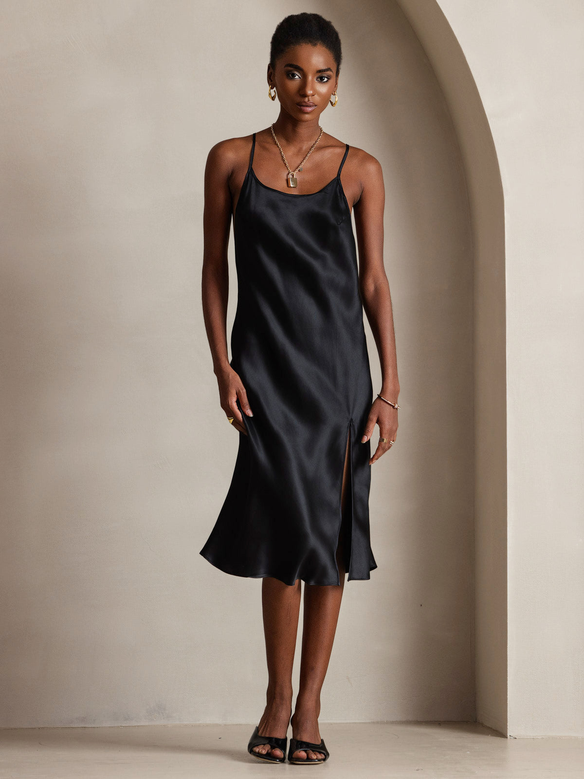 [Nero] SilkSilky-IT Seta pura Dress 005