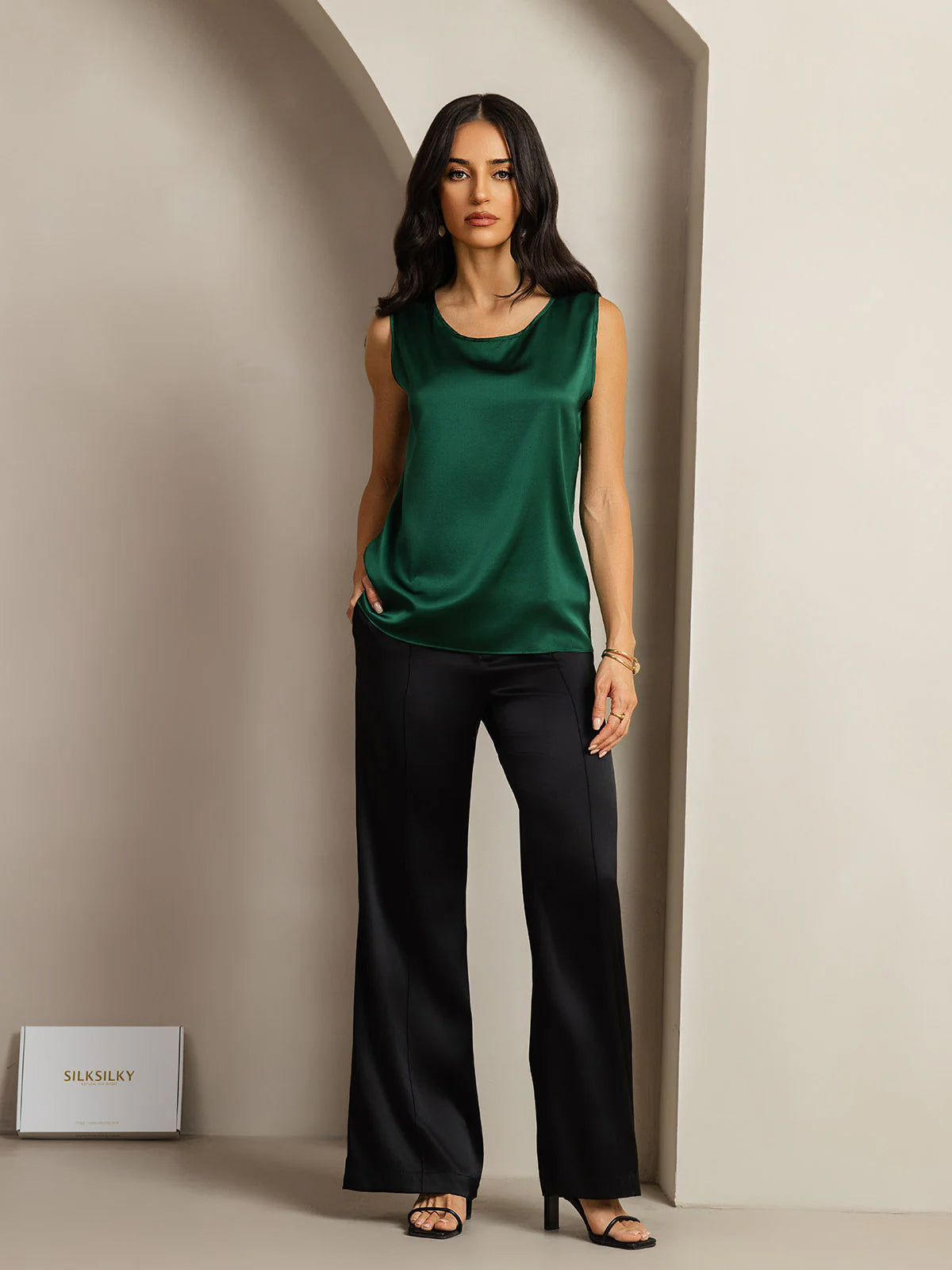 [Verde Scuro] SilkSilky-IT 19Momme Seta Camisoles 008