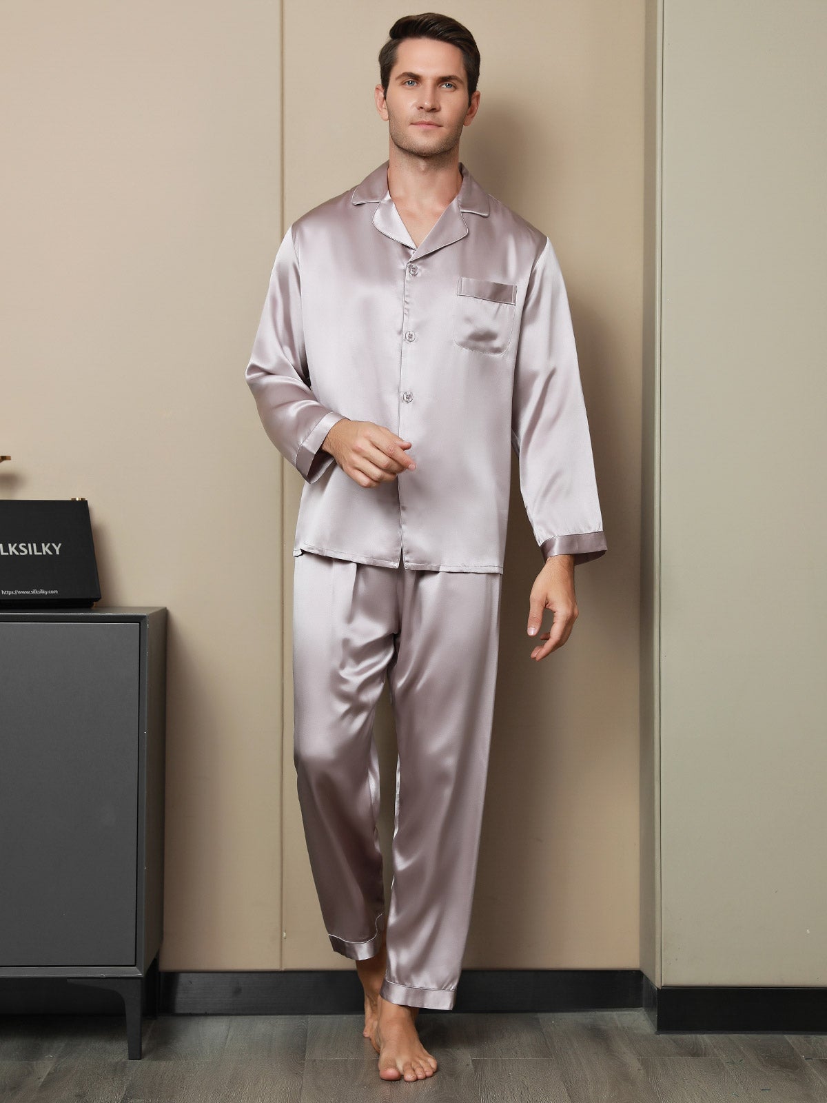 [Malva Pallido] SilkSilky-IT 19Momme Seta pura Mens Pajamas 001