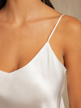 [Bianco] SilkSilky-IT Sleeveless V Neck Set di Bretelle 008