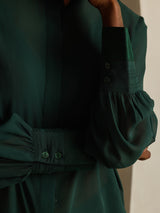 [Verde Scuro] SilkSilky-IT Seta pura Womens Shirt 005