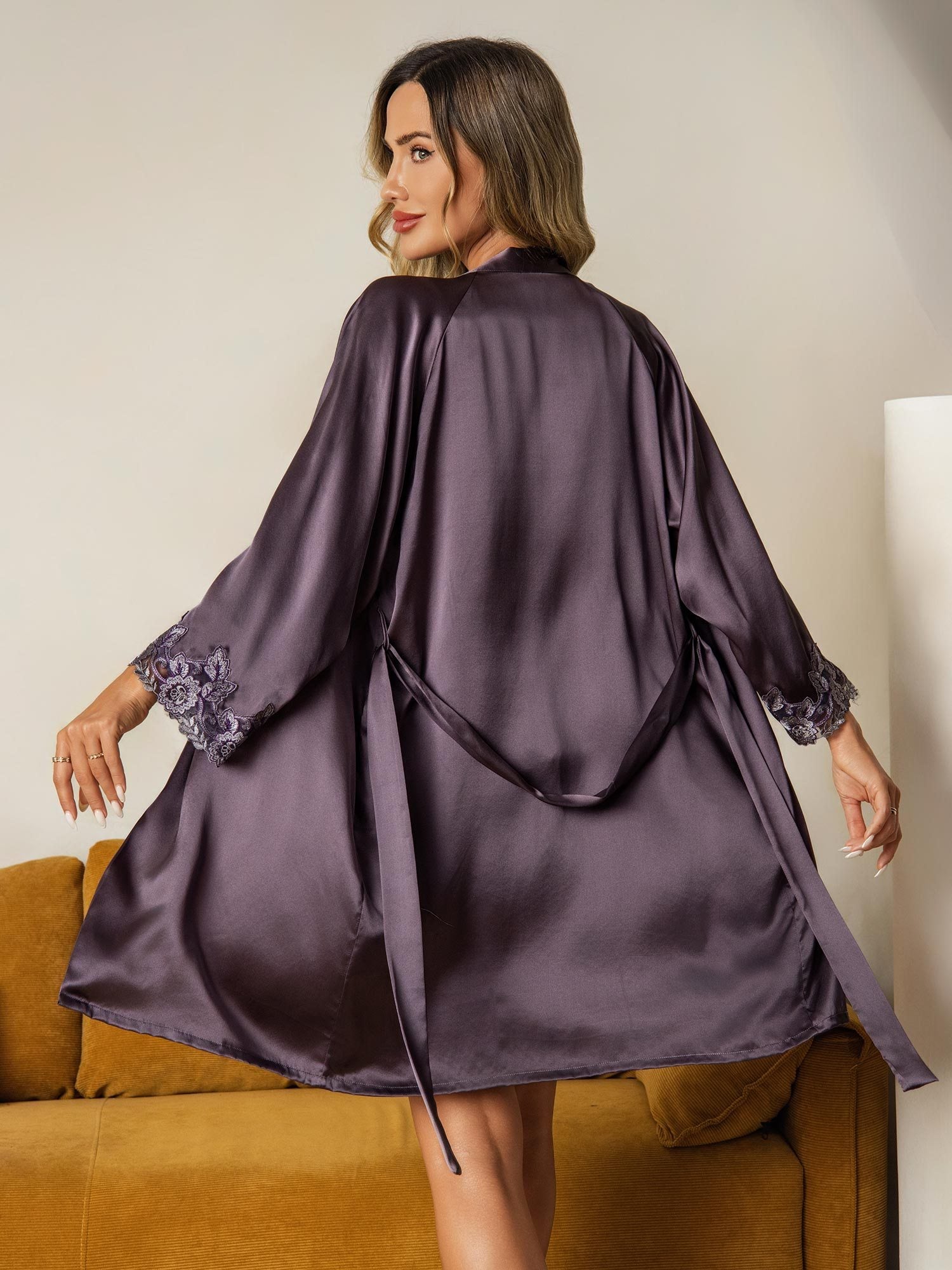 [GrigioPorpora] SilkSilky-IT Seta pura Nightgown&Robe Set 003