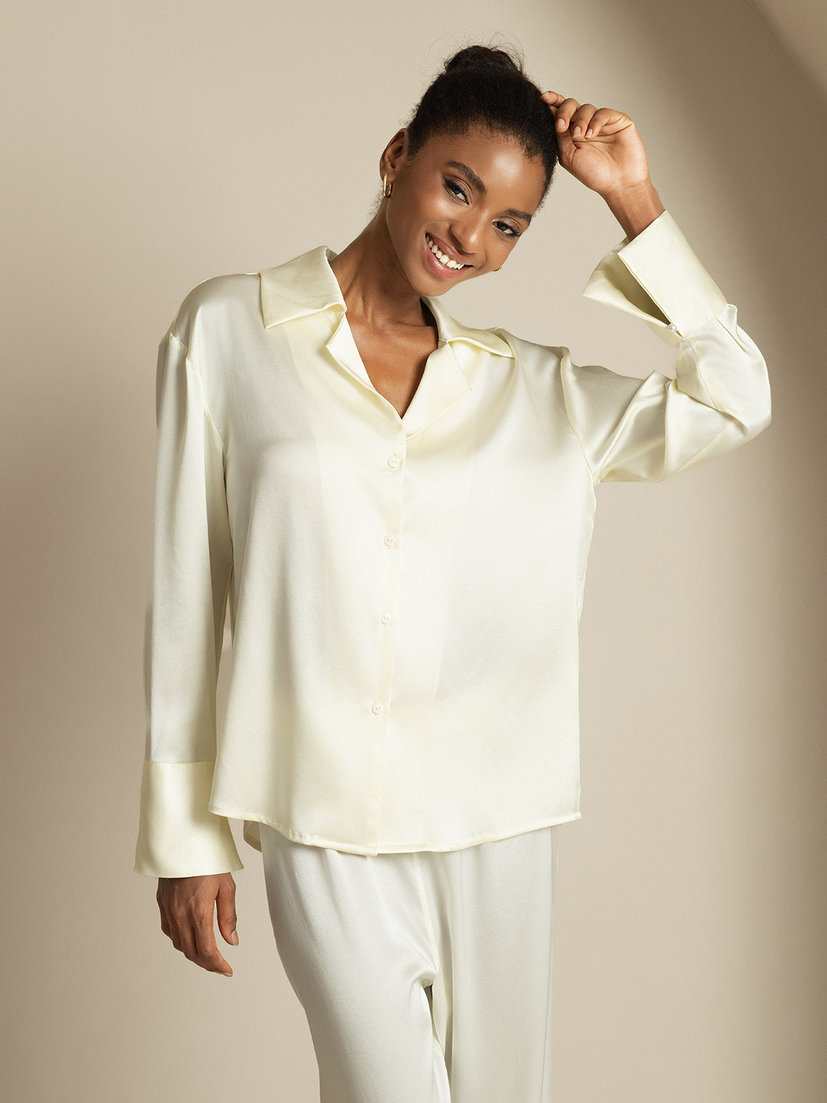 [Avorio] SilkSilky-IT 19Momme Seta Womens Shirt 001