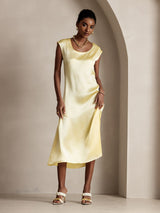 [Giallo Chiaro] SilkSilky-IT Cap Sleeve Vestiti da donna 005