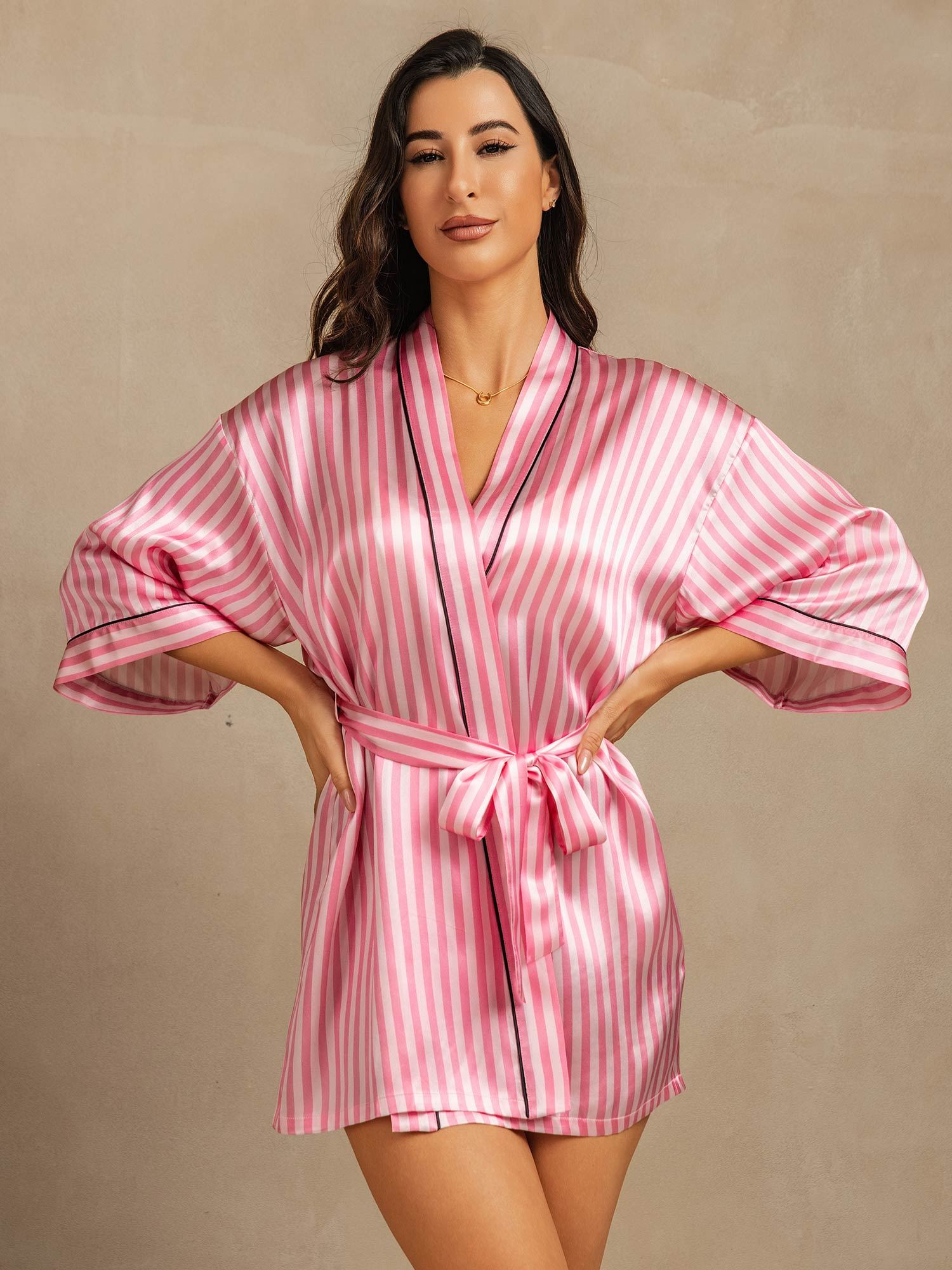 [Rosa] SilkSilky-IT Seta pura Womens Robe 001