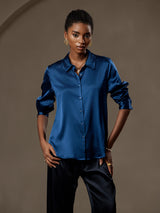 [Verde Acqua] SilkSilky-IT Long Sleeve Lapel Collar Camicie da donna 001