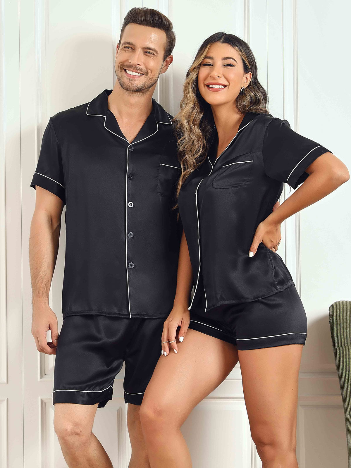 SilkSilky IT Seta pura Maniche Corte Couple BluAcuro 011