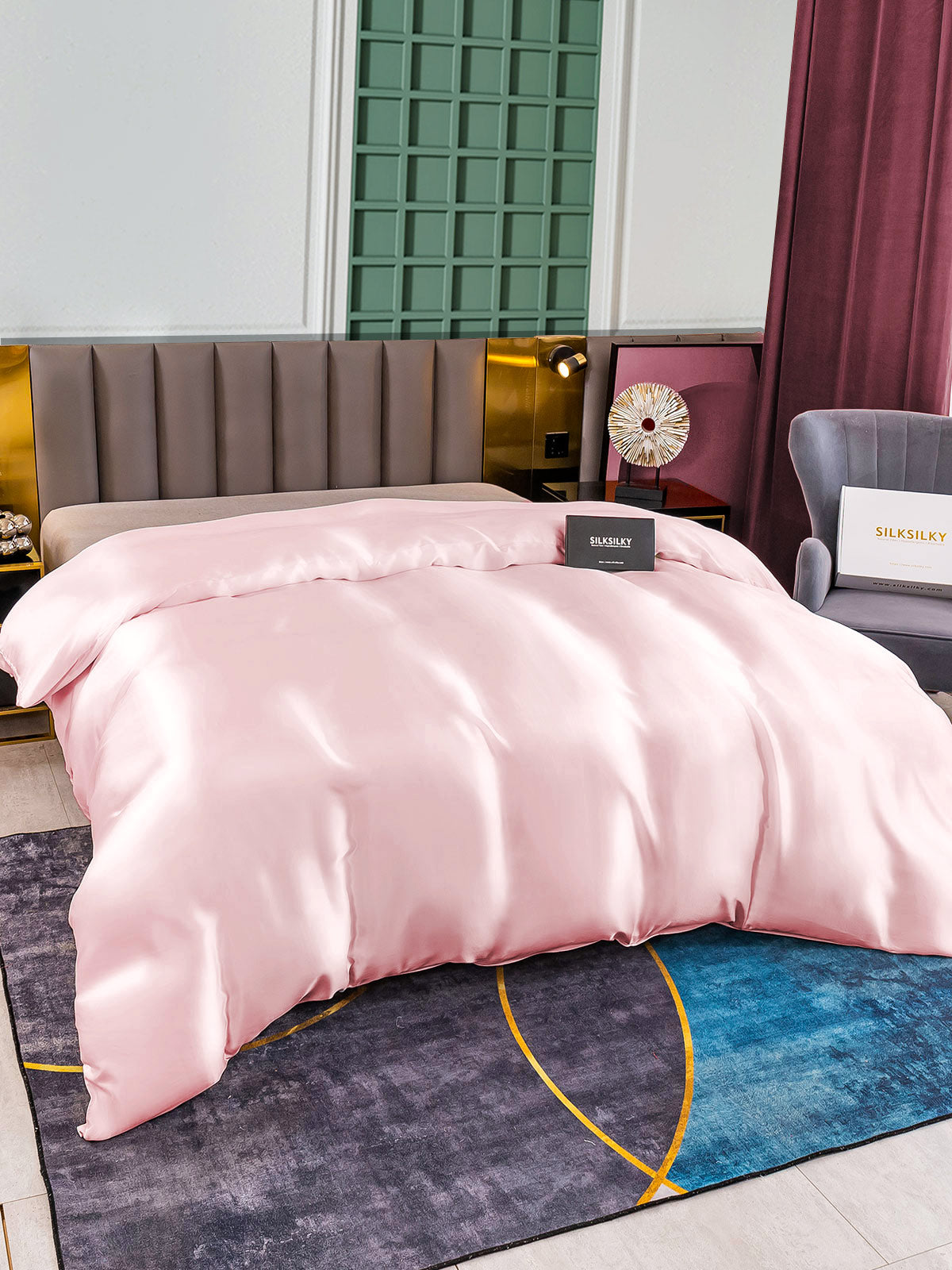 SilkSilky-IT 25Momme Seta pura Duvet Cover Rosa 002