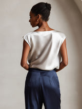 [Grigio Chiaro] SilkSilky-IT Cap Sleeve Cowl Neck Magliette donna 002