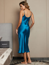[Verde Acqua] SilkSilky-IT Sleeveless V Neck Camicia da notte 002
