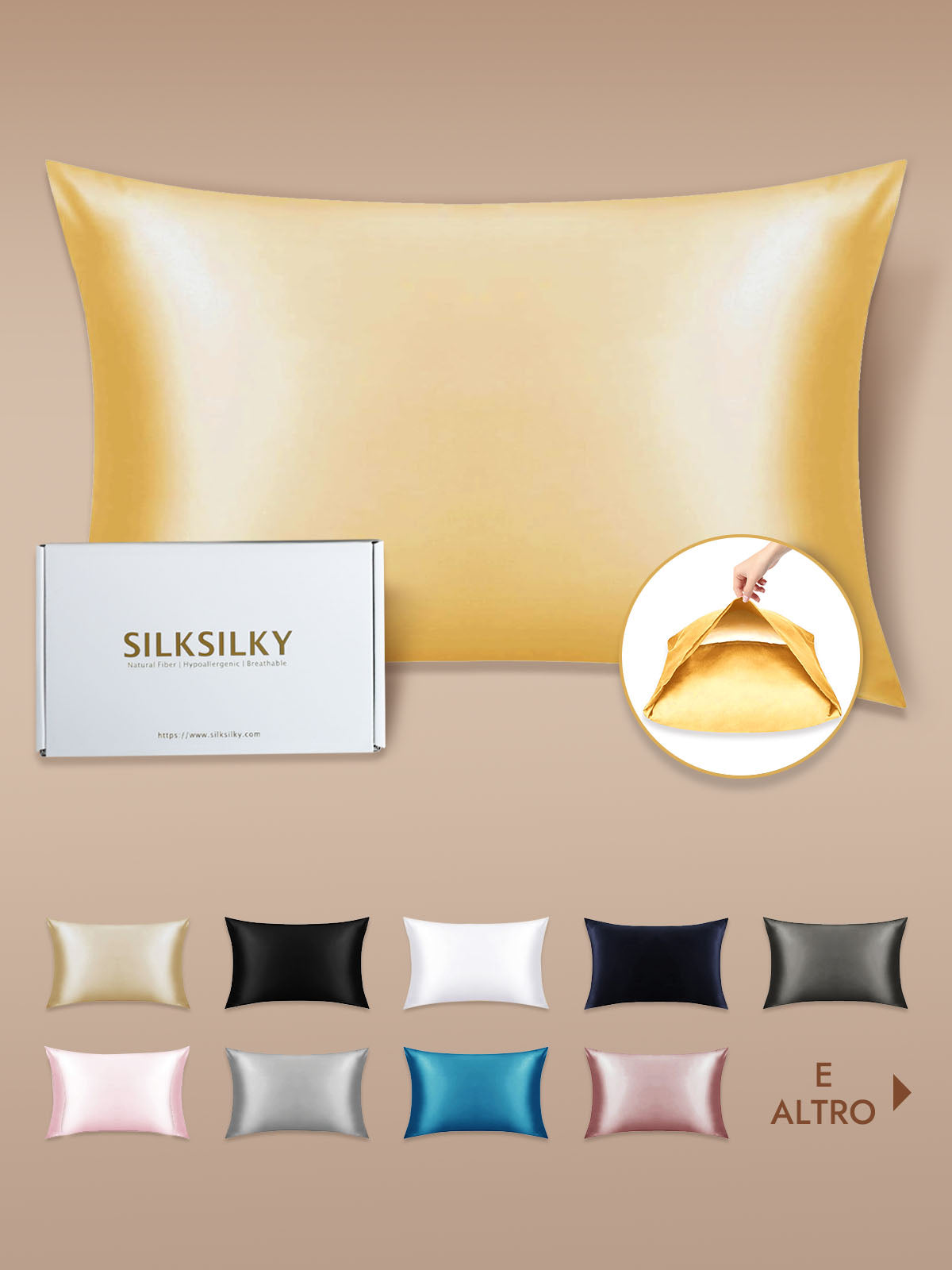 [Champagne] SilkSilky-IT 22Momme Seta pura Pillowcase 001