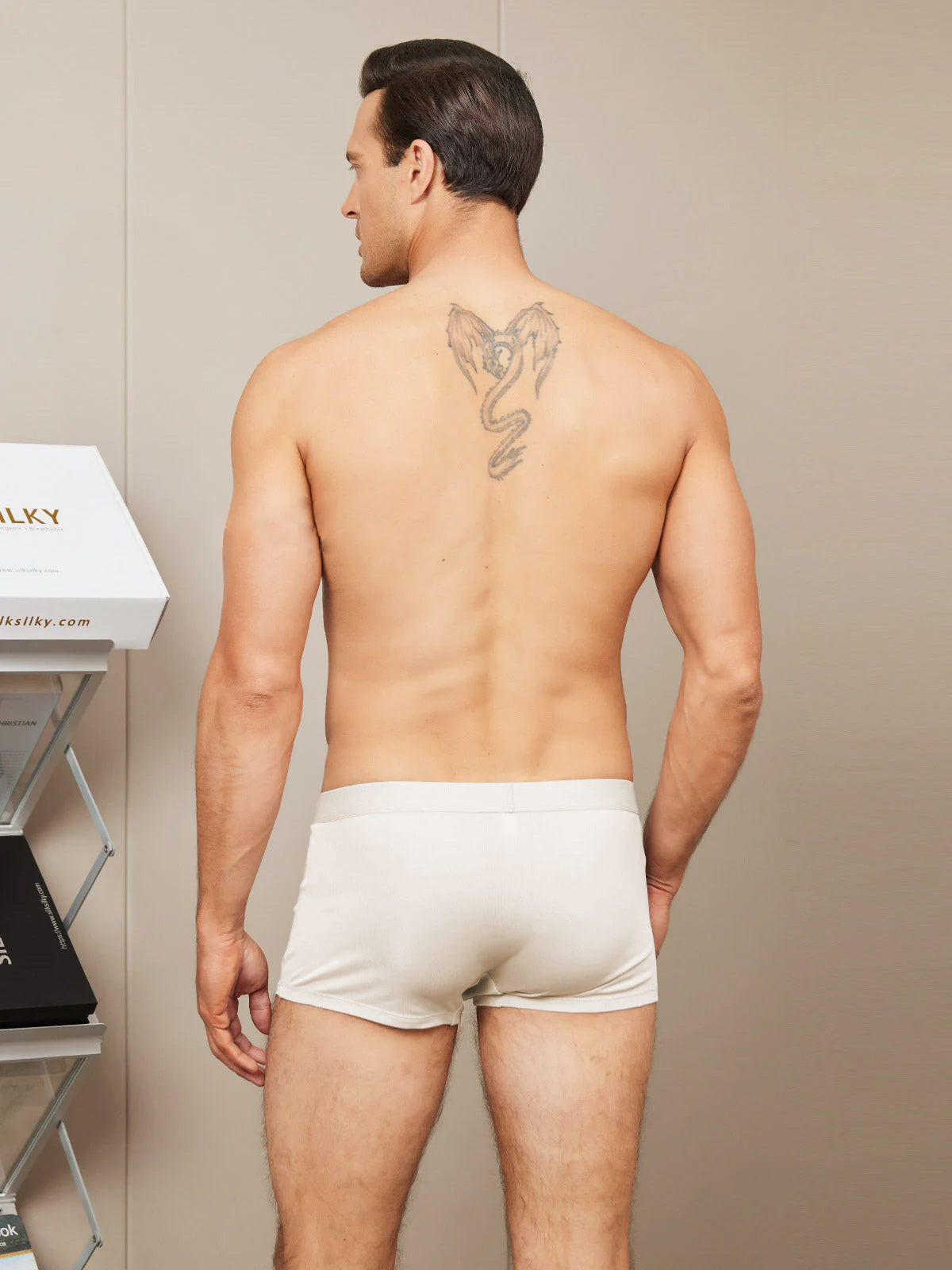 [Beige] SilkSilky-IT Seta pura Mens Underwear 002