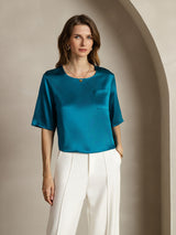 [Verde Acqua] SilkSilky-IT Half Sleeve Magliette donna 001