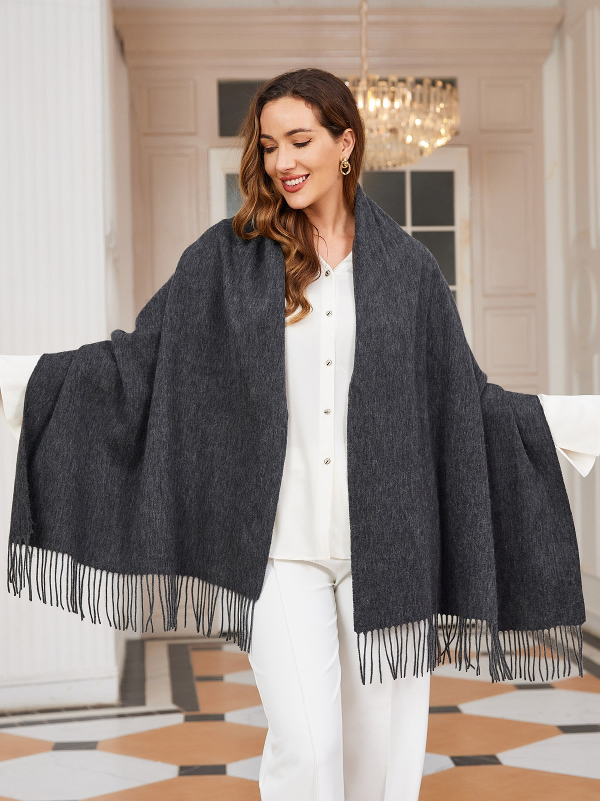 [Grigio Scuro] SilkSilky-IT Lana Scarf 003