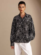 [Onda Nera] SilkSilky-IT Long Sleeve Lapel Collar Camicie da donna 001