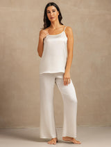 [Bianco] SilkSilky-IT 19Momme Tirantes Finos Scollo A Coppa Set di Bretelle 003